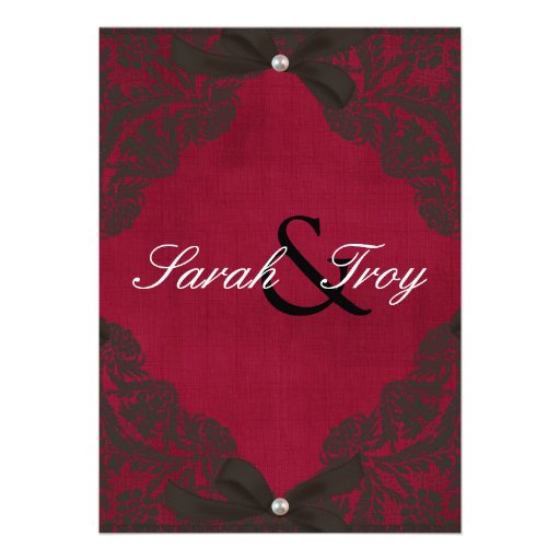 Vintage Burgundy and Black Lace Custom Invitations