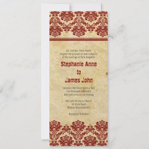 Vintage Burgundy Lace Wedding Invitation invitation 