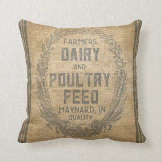 Vintage Burlap Feed Sack Pillow