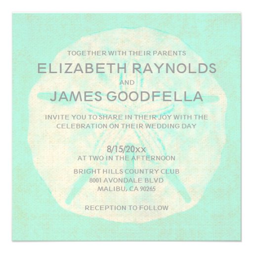 Vintage Burlap Sand Dollar Wedding Invitations