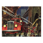 Vintage Business, Firemen Firefighters Fire Trucks Personalized Invitations