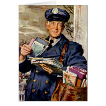 Vintage Business, Mailman Mail Carrier Delivering Cards