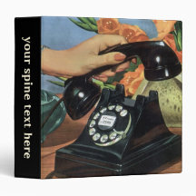 Vintage Business, Rotary Dial Phone and Hand 3 Ring Binders
