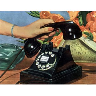 Vintage Business, Rotary Dial Phone and Hand Postcards