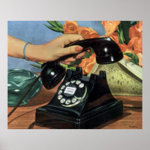 Vintage Business, Rotary Dial Phone and Hand Posters