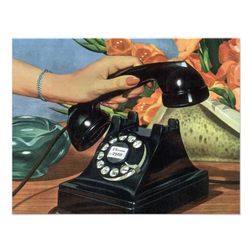 Vintage Business, Rotary Dial Phone Woman Hand Announcement