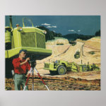 Vintage Business, Surveyor on a Construction Site Poster Vintage Business, Surveyor on a Construction Site Poster