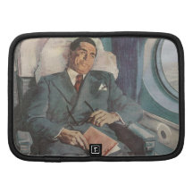 Vintage Business Traveler Reading on the Airplane Folio Planners