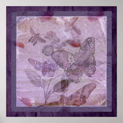Vintage Butterfiles and Botanicals Poster