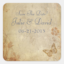 Vintage Butterflies Square Stickers