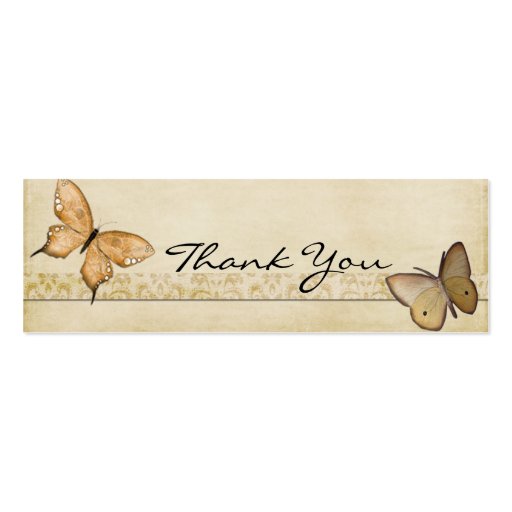 Vintage Butterflies Thank You Note Business Card (front side)