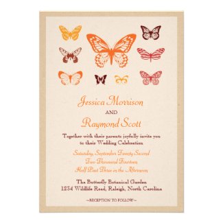 Vintage Butterflies Wedding Invitation