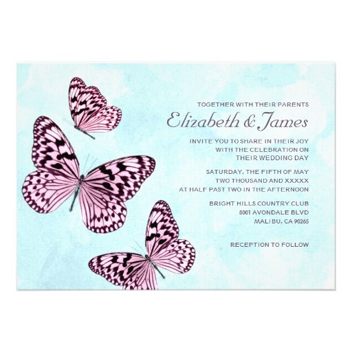 Vintage Butterflies Wedding Invitations