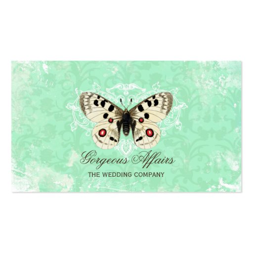 Vintage Butterfly Blue Business Card (front side)