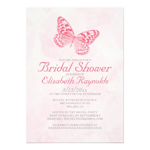 Vintage Butterfly Bridal Shower Invitations