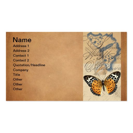 Vintage Butterfly Collection Business Card (front side)