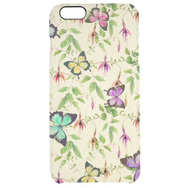 vintage,butterfly,floral,cute,girly,pattern,water uncommon clearlyâ„¢ deflector iPhone 6 plus case