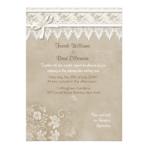 Vintage Butterfly Lace Wedding Invitation Custom Invitations