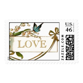 Vintage Butterfly Love Wedding Postage Stamps