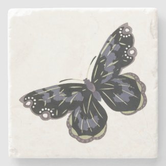 Vintage Butterfly Square Stone Coaster