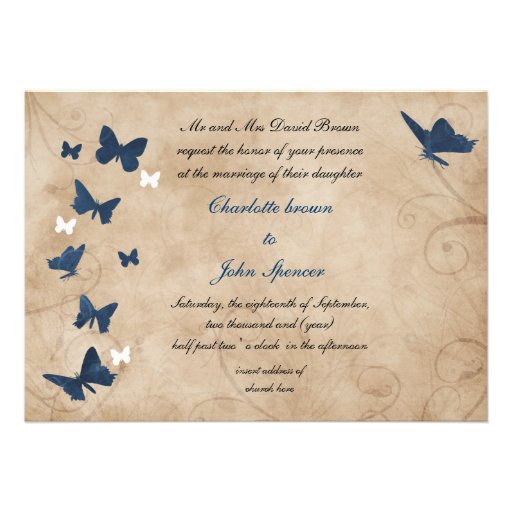 vintage butterfly wedding  Invitations