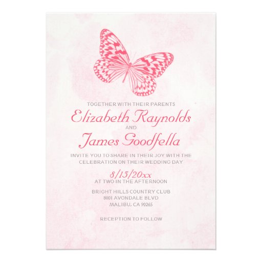Vintage Butterfly Wedding Invitations