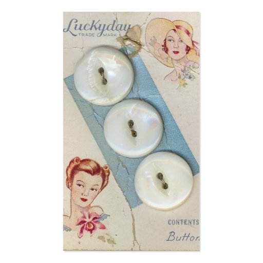 Vintage Buttons, Betty's Vintage Business Card Template (back side)
