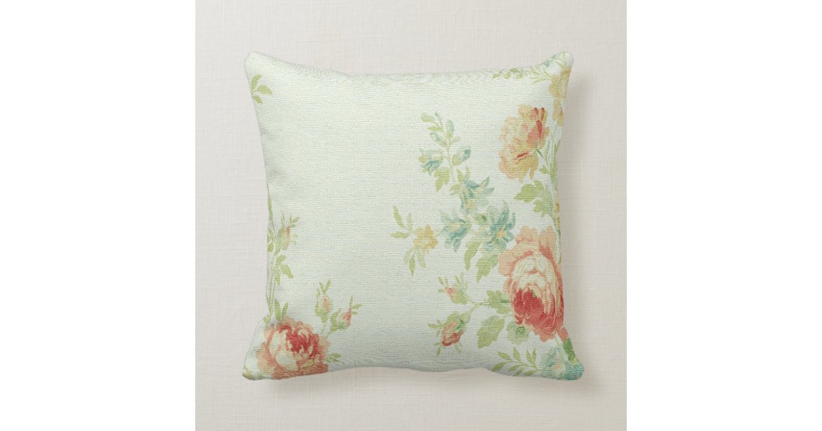 Vintage Cabbage Rose Throw Pillow-Pale Pink/Peach Pillow Zazzle