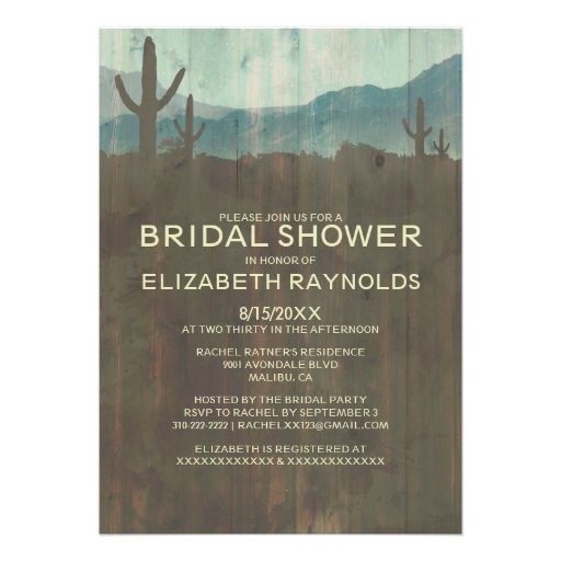 Vintage Cactus Bridal Shower Invitations