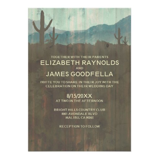 Vintage Cactus Wedding Invitations