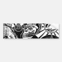 Vintage Calaveras. Circa 1936. Mexico. Bumper Sticker