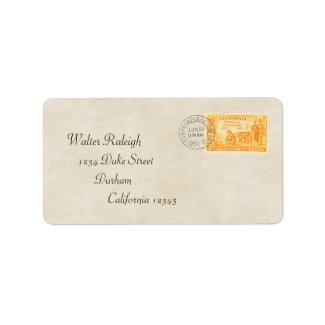 Vintage California 50 Centennial Address Label