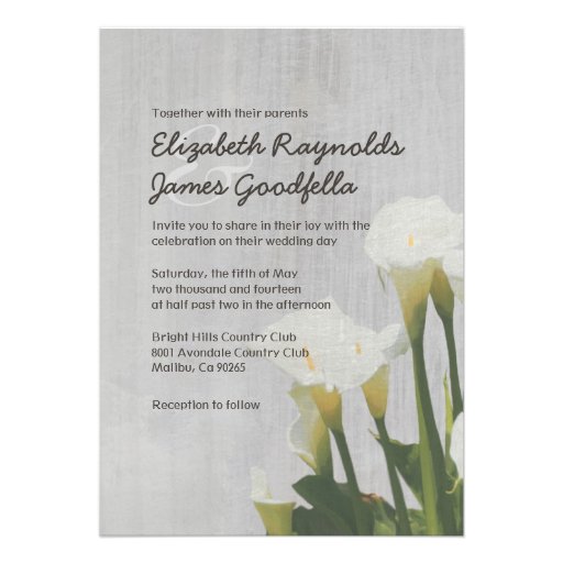 Vintage Calla Lily Wedding Invitations