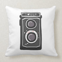 Vintage camera black and gray pillows