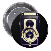 vintage camera, old, retro, cool, antique, photography, funny, vintage, camera, lens, photo, buttons, Botão/pin com design gráfico personalizado