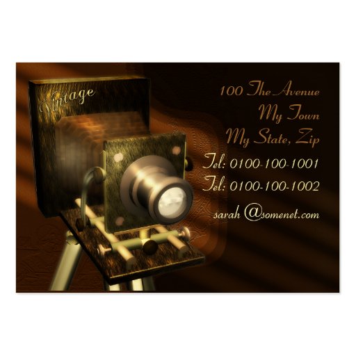 Vintage Camera Chubby Profile Card Business Card Template (back side)