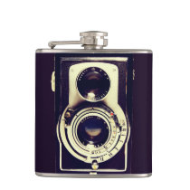 vintage camera, old, retro, cool, vintage, photography, geek, funny, camera, flask, old camera, retro camera, photographer, analog, unique, best gift, classic, photo, vinyl wrapped flask, [[missing key: type_liquidcourage_flas]] with custom graphic design