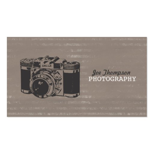 Vintage Camera Grunge Photography Business Cards (front side)