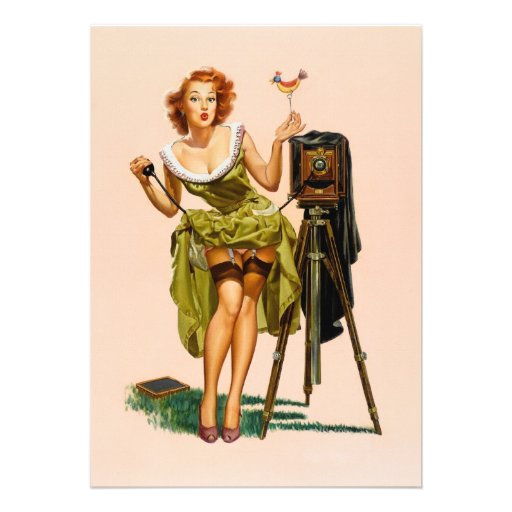 Vintage Camera Pinup girl Personalized Announcement