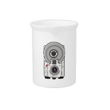 Vintage camera white and gray drink pitchers