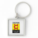 Vintage Cancer Safety Sign Key Chain