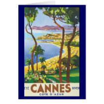 Vintage Cannes Travel Poster Greeting Card