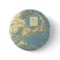 Vintage Cape Cod Map (1940) Pinback Button