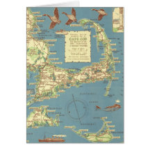 Vintage Cape Cod Map (1940) Card