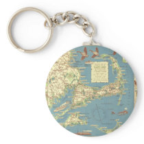 Vintage Cape Cod Map (1940) Keychains