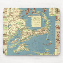 Vintage Cape Cod Map (1940) Mouse Pads