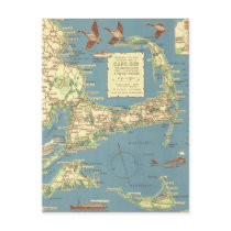 Vintage Cape Cod Map (1940) Postcards