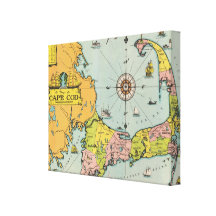 Vintage Cape Cod Map Gallery Wrapped Canvas