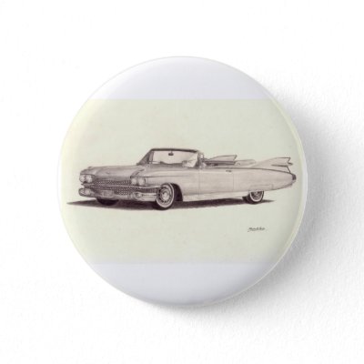 Vintage Car Cadillac Eldorado 1959 Pinback Buttons by Moses He