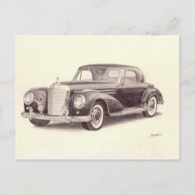 Vintage Car Mercedes Benz 300S Post Card by Moses He vintage mercedes benz
